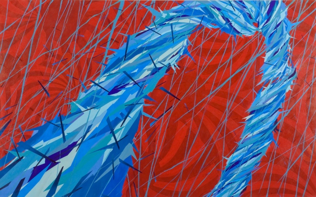 Psychedelic tornado painting by artist Owen Rundquist