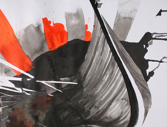 Drawing of a viking ship by artist Owen Rundquist