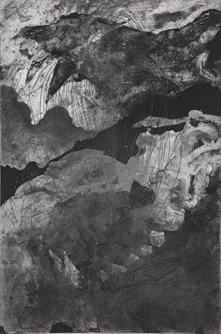 Wolf intaglio print by artist Owen Rundquist and Catherine Stack