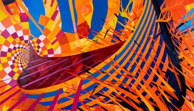 Mythological viking ship Naglfar painting by artist Owen Rundquist