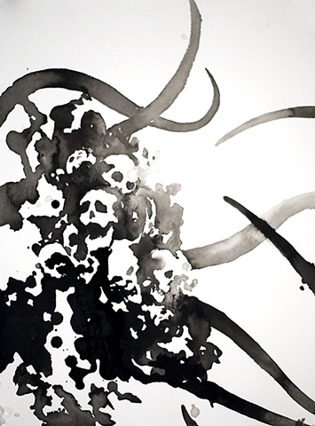 Tentacled skull drawing by artist Owen Rundquist
