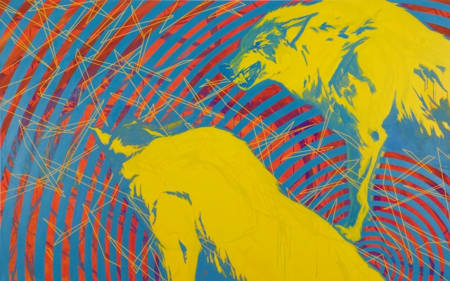 Psychedelic wolf painting by artist Owen Rundquist