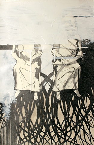 Drawing of siamese twins by artist Owen Rundquist