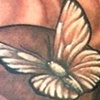 Skull, Cherry blossoms, and butterfly tattoo