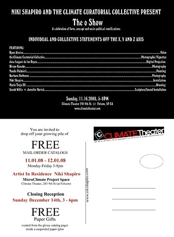 FREE residency at the MicroClimate Project Space, San Francisco, CA