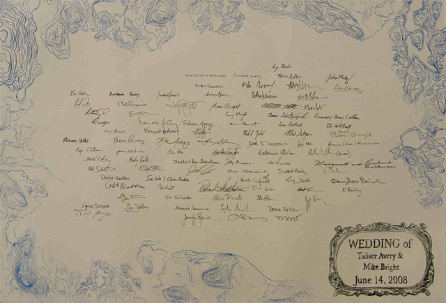 topography, quaker wedding certificate, etching