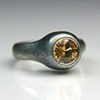 9mm Golden Zircon Silver Ring
