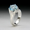 Full Lotus Ring in Silver with Natural Blue Topaz