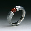Silver Tension Set Garnet Ring
