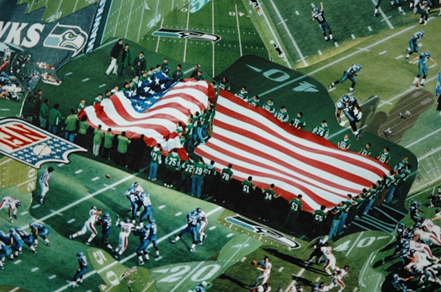 Photo collage by John Schuh featuring Seahawks NFL football.
