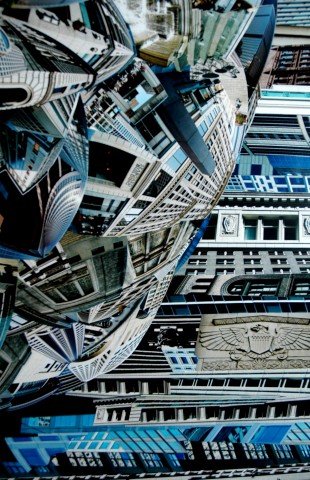 Photo collage by John Schuh featuring wide-angle photographs of Seattle architecture.