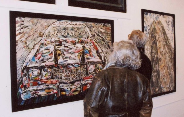 Photo collages by John Schuh as displayed at Artemis Gallery, Seattle.