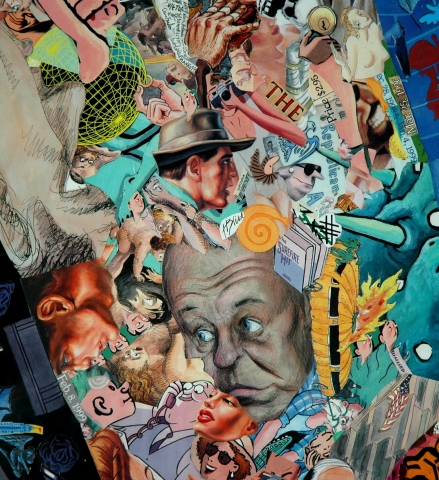 Collage by John Schuh featuring New Yorker covers, snake.