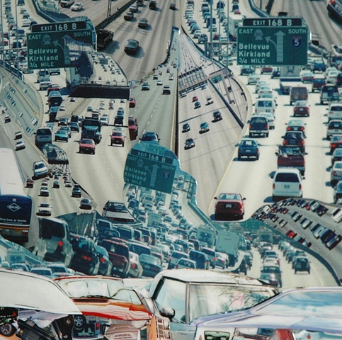 Photo collage by John Schuh featuring traffic, cars, automobiles.