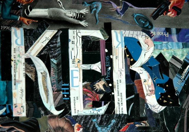 Collage by John Schuh featuring New Yorker covers, snake.