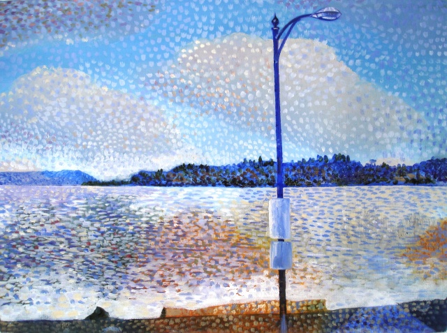 blue street lamp