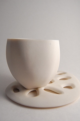 Off Circle Cup and Bone Saucer