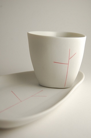 Red Tree Cup and Plate