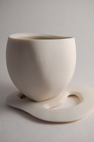 Off Circle Cup and Bone Saucer