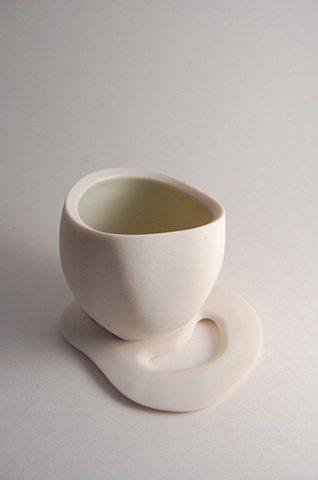 Off Circle Cup and Bone Saucer