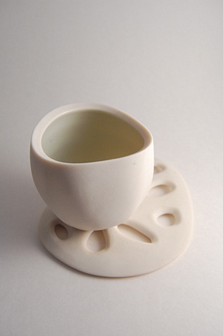 Off Circle Cup and Bone Saucer