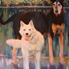 Dogs By The Pond