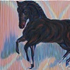 Black Horse Under The Cherry Tree