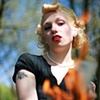 in flames