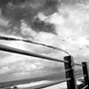 Man walking on a breezy day
