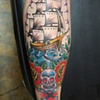 Ship Shin with Skull and roses