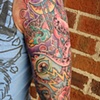 front of arm.  drawn on 3/4 sleeve