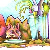 Fox and Crane fable illustration.