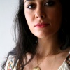 Marissa wearing the Full Moon Necklace