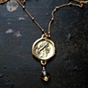 Gold Salvtis Coin Necklace with Citrine