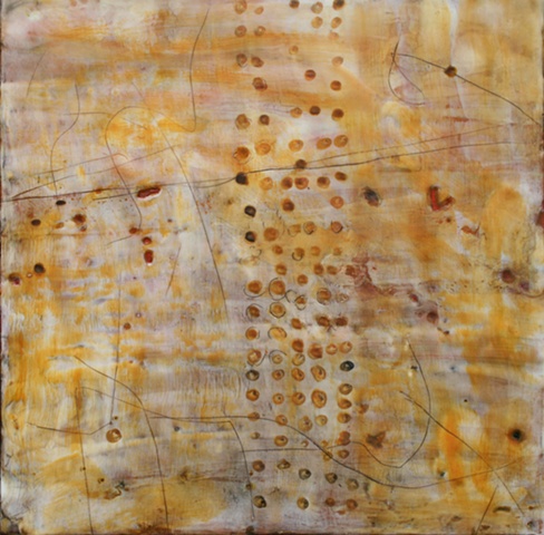 Under My Skin IV
Encaustic, oil bar, handmade papers, on panel
16x16 inches