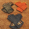 Leather fingerless gloves/ vintage buttons