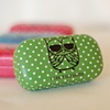 "I CAN'T SEE SHIT!!!" contact case - green polka dot