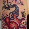 sacred heart with bees and cherry blossoms