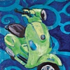lime green scooter with swirls