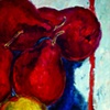 red pears, orange stripe