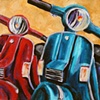 Red and Blue Scooters