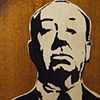 Alfred Hitchcock on wood