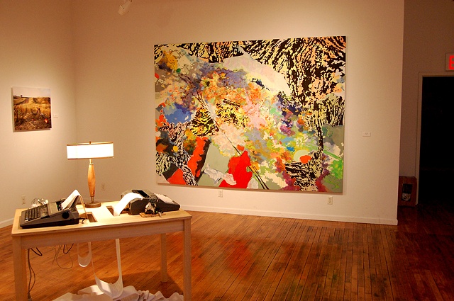 L to R: Daniel Lichtman - type writer sculpture, Oded Hirsch - photograph, Noah Landfield - "Bright Moments"