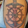 jesus on anchor with ship's wheel