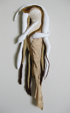 "The Nurturer" is a felted mixed media piece of contemporary fiber art by Linda Thiemann.