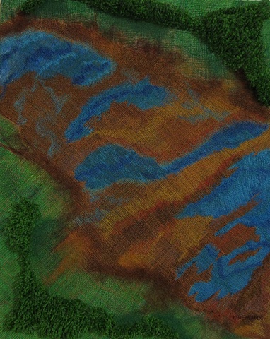 "Tempestt" is a felted and stitched mixed media piece of contemporary fiber art by Linda Thiemann. 