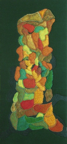 "ITransitions" is a felted mixed media piece of contemporary fiber art by Linda Thiemann. 