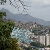 View from Carlos Vergara's studio, favellas are visible on the hillside