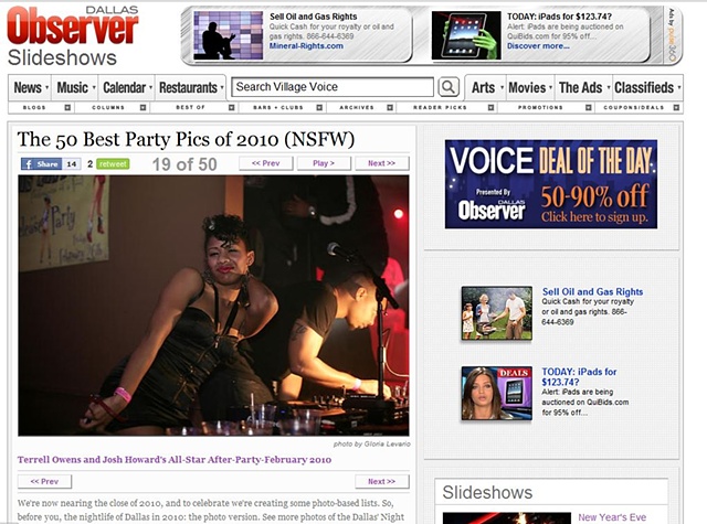Dallas Observer - Best of 2010 
"Terrell Owens and Josh Howard's All-Star After-Party"