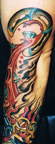 Horsheshoe, diamonds, brass knuckz tattoo